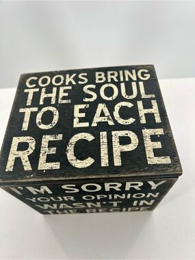 Rustic Black Kitchen Recipe Box Subway - 'Cooks Bring The Soul To Each Recipe'